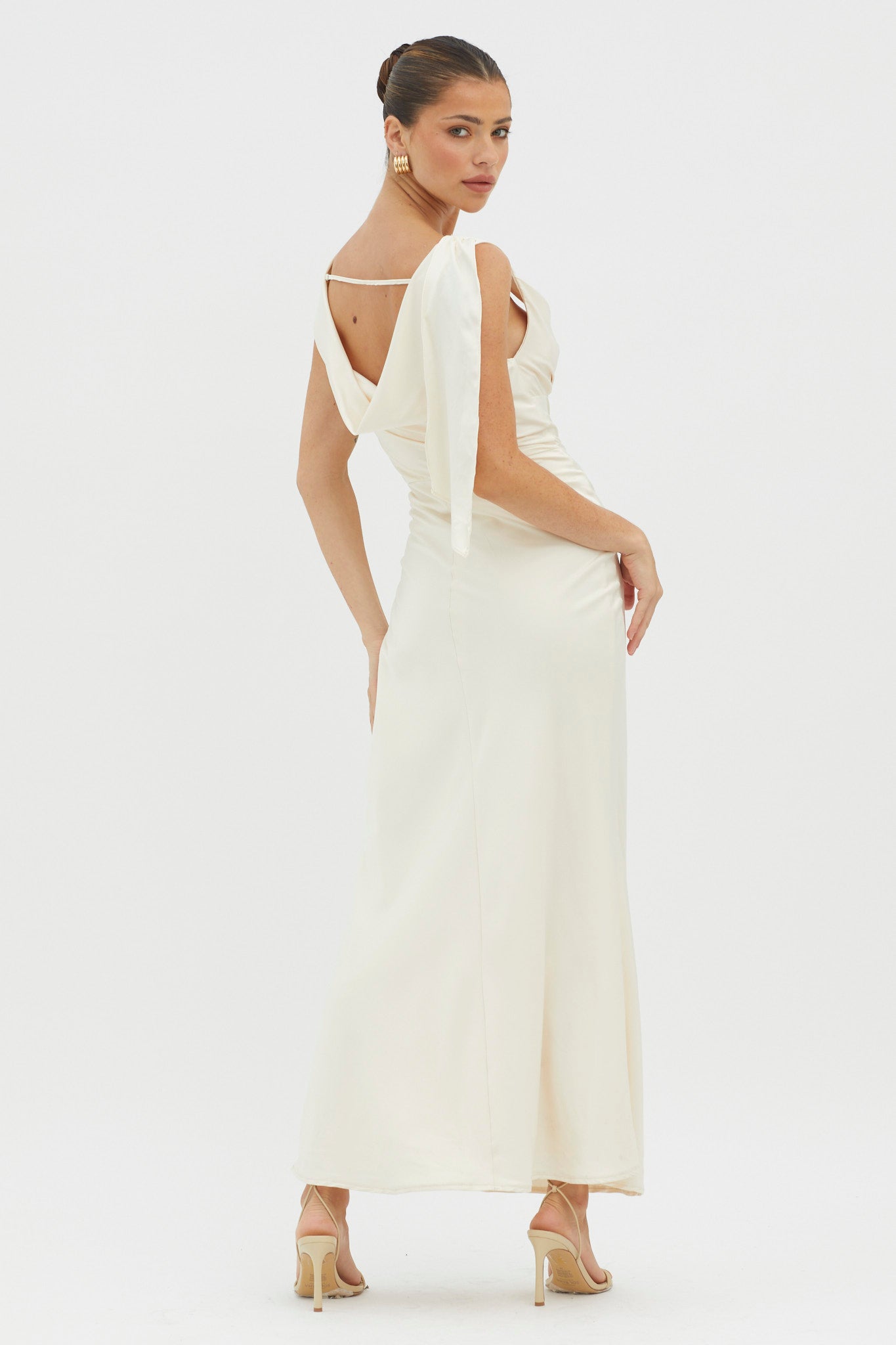 It's A Date Cowl Neck Maxi Dress Pearl