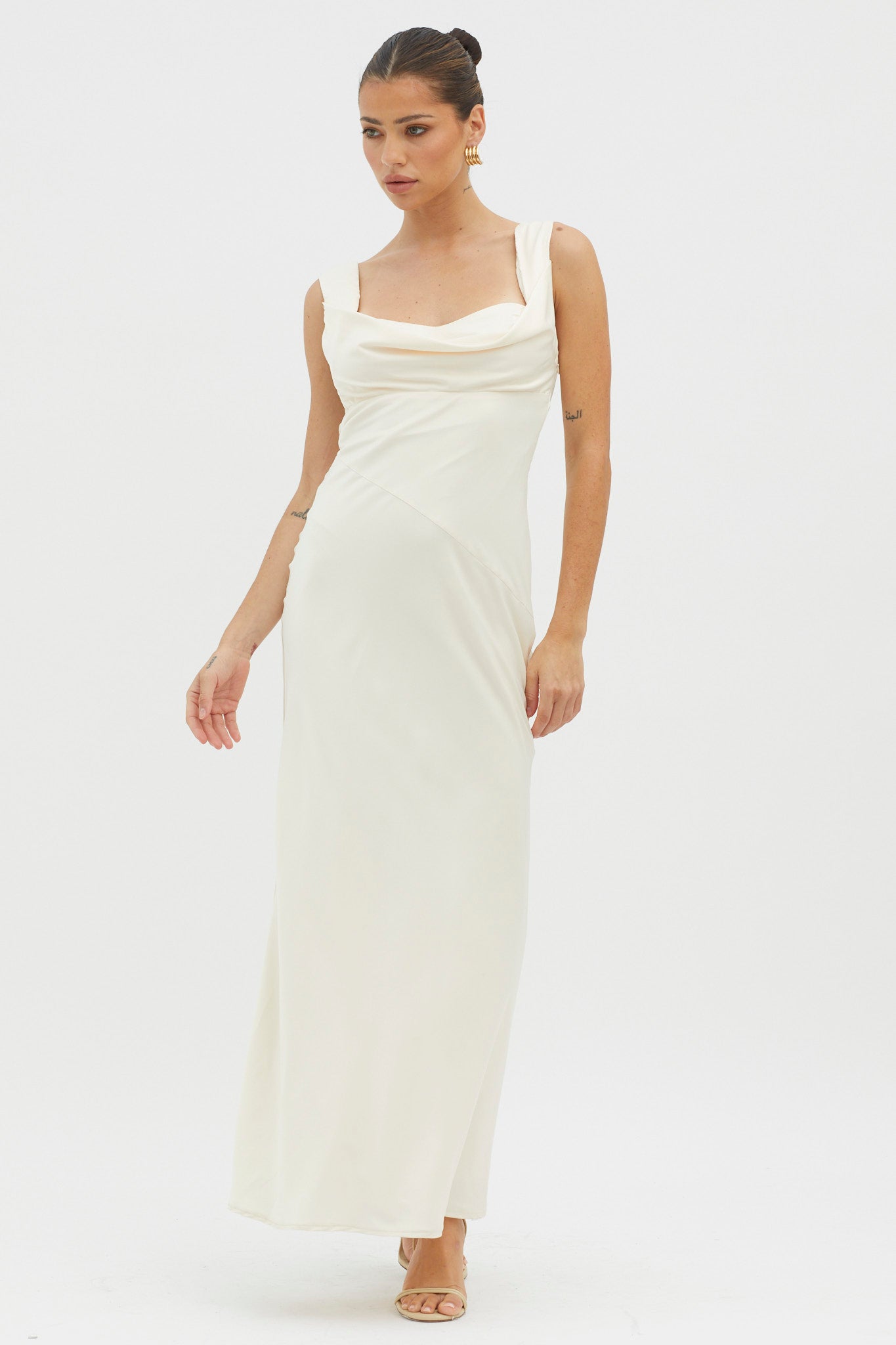 It's A Date Cowl Neck Maxi Dress Pearl