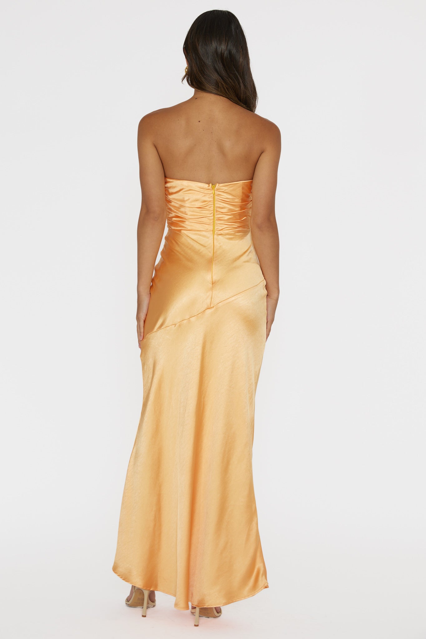 Blaise Asymmetric Neckline Maxi Dress Apricot