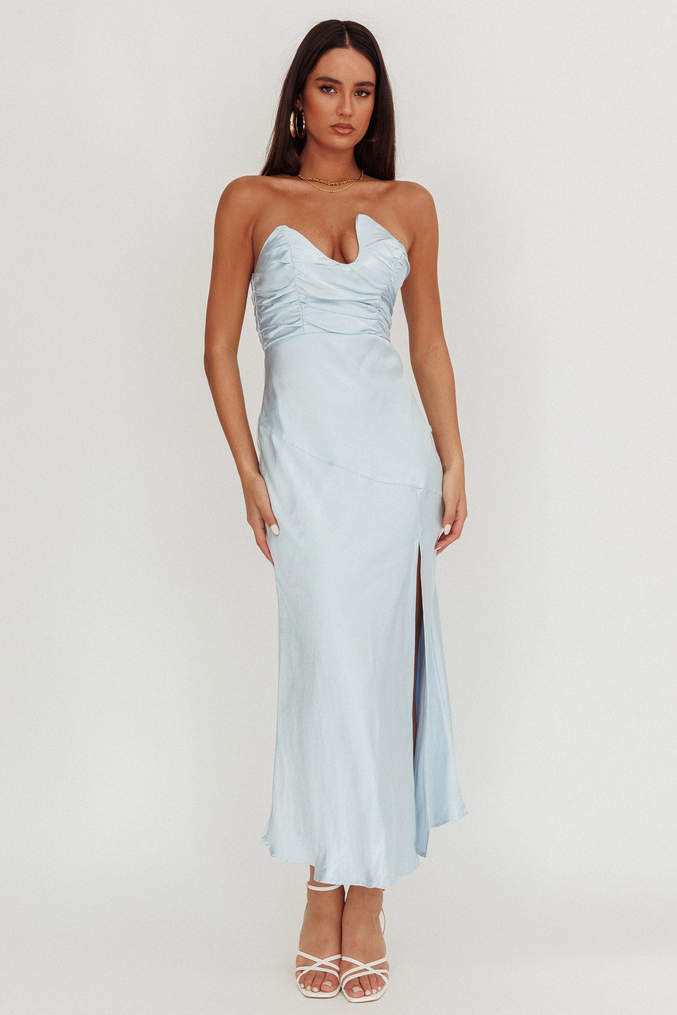 Blaise Asymmetric Neckline Maxi Dress Blue