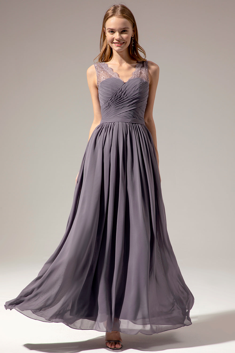 Long V-neck Bridesmaid Dress