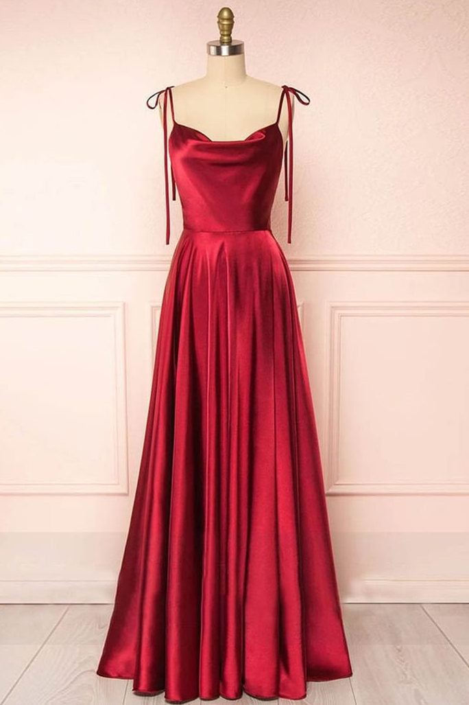 Sweet A-line Cowl Neck Silk Long Prom Dress