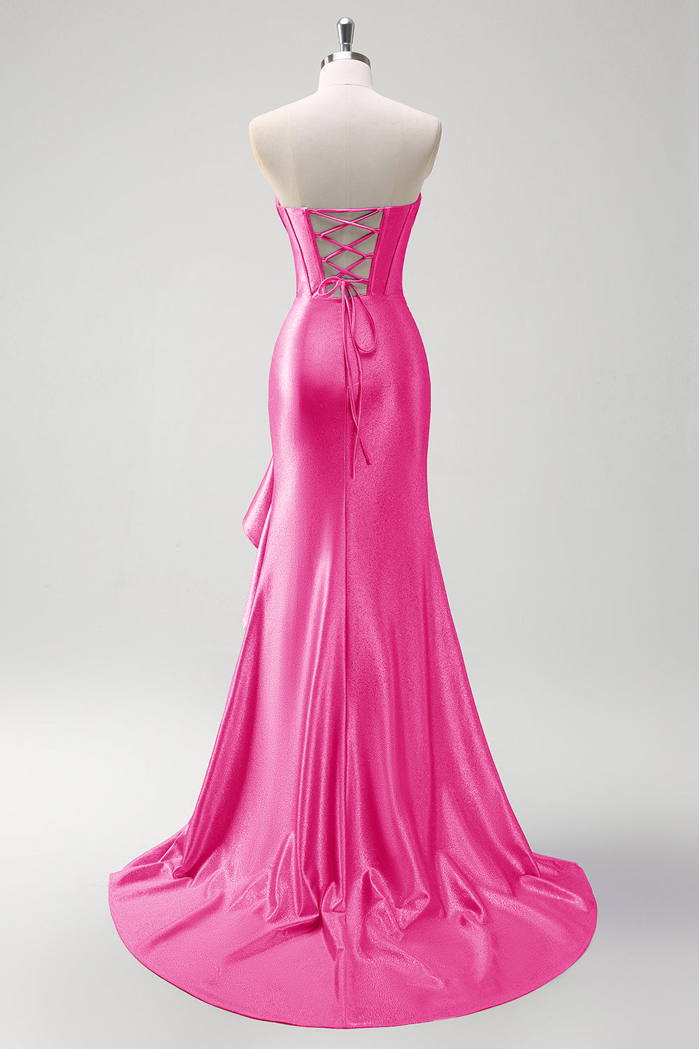 Sparkly Pink Sweetheart Mermaid Long Prom Dress with Ruffles