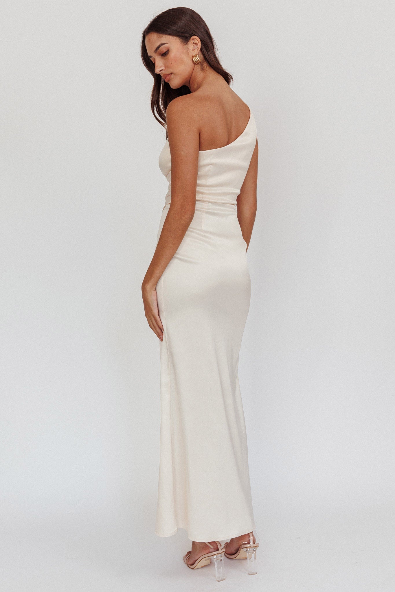 Taniesha One-Shoulder Gathered Maxi Dress Champagne