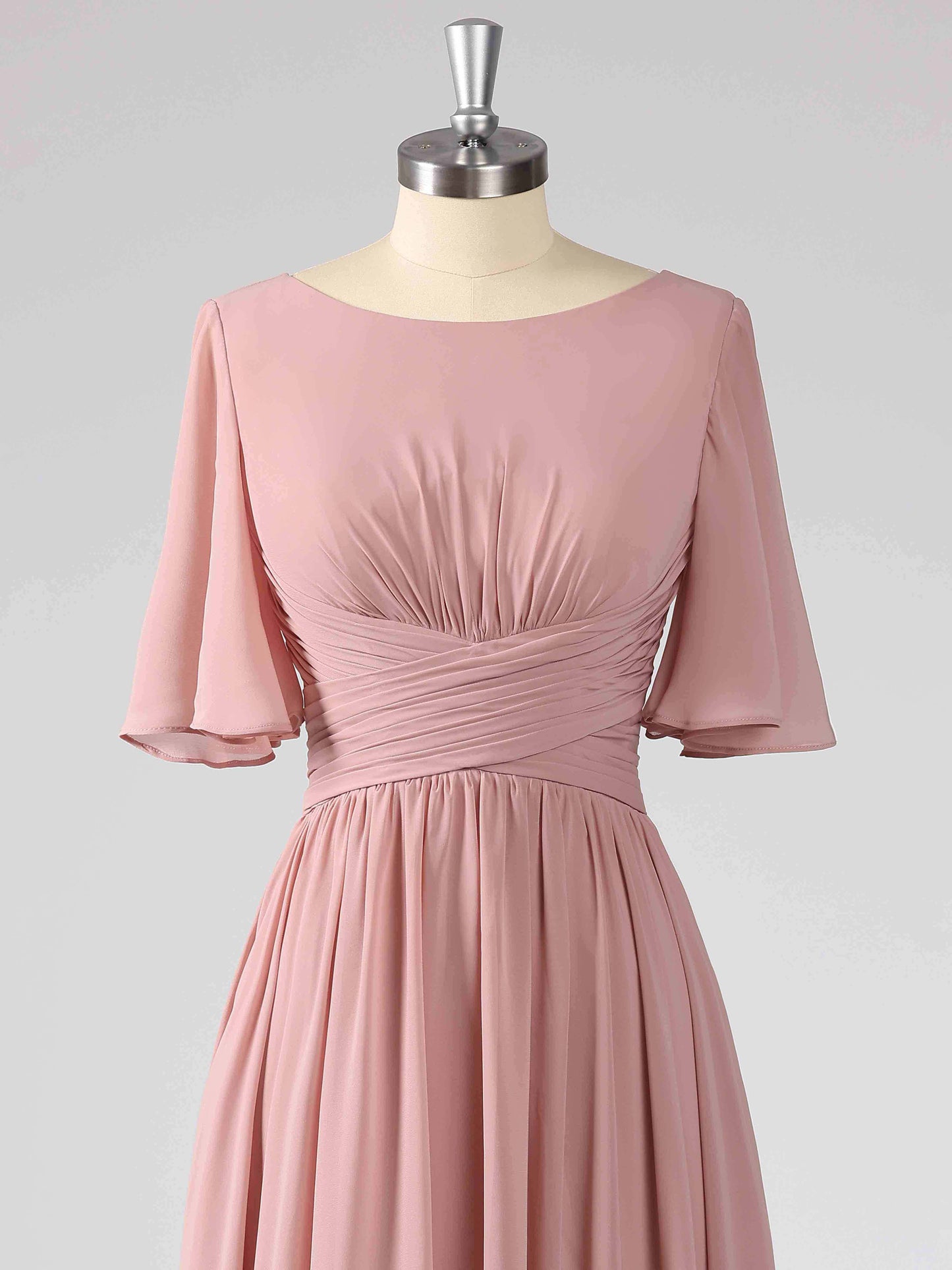 Layla Modest A-line Boat Neck Bridesmaid Dresses with Slit