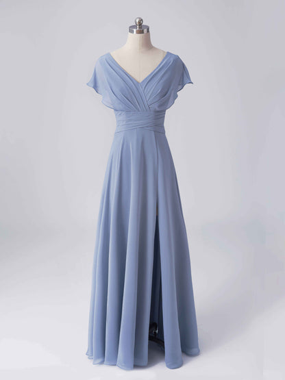 Lorena Simple A-line Ruffles Cap Sleeves Bridesmaid Dresses