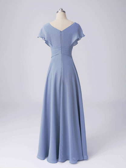 Lorena Simple A-line Ruffles Cap Sleeves Bridesmaid Dresses