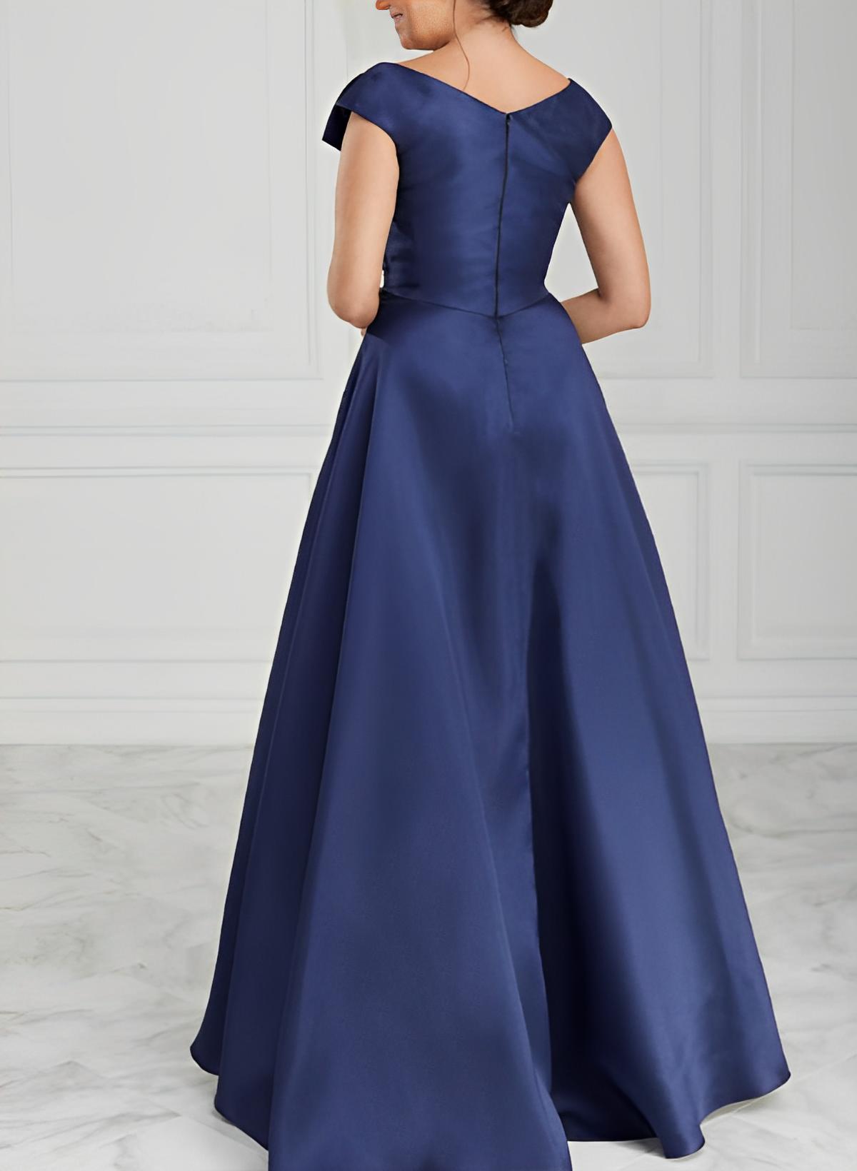 A-Line/Princess V-Neck Satin Mother of the Bride Dresses with Ruched