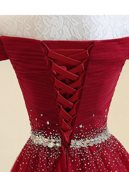 Fabulous Tulle Ball Gown Prom Dresses With Rhinestones