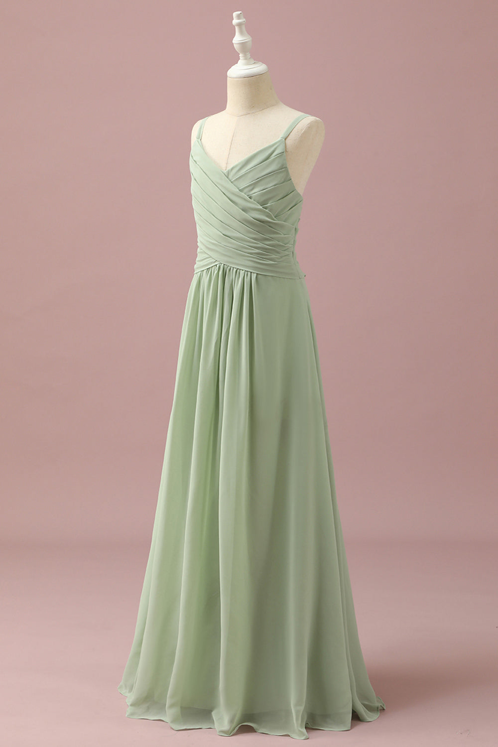 Sage Straps Chiffon Junior Bridesmaid Dress