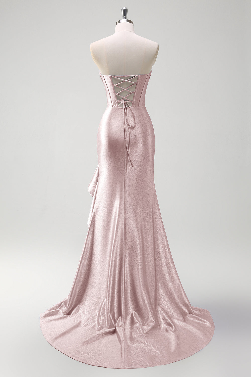 Sparkly Pink Sweetheart Mermaid Long Prom Dress with Ruffles