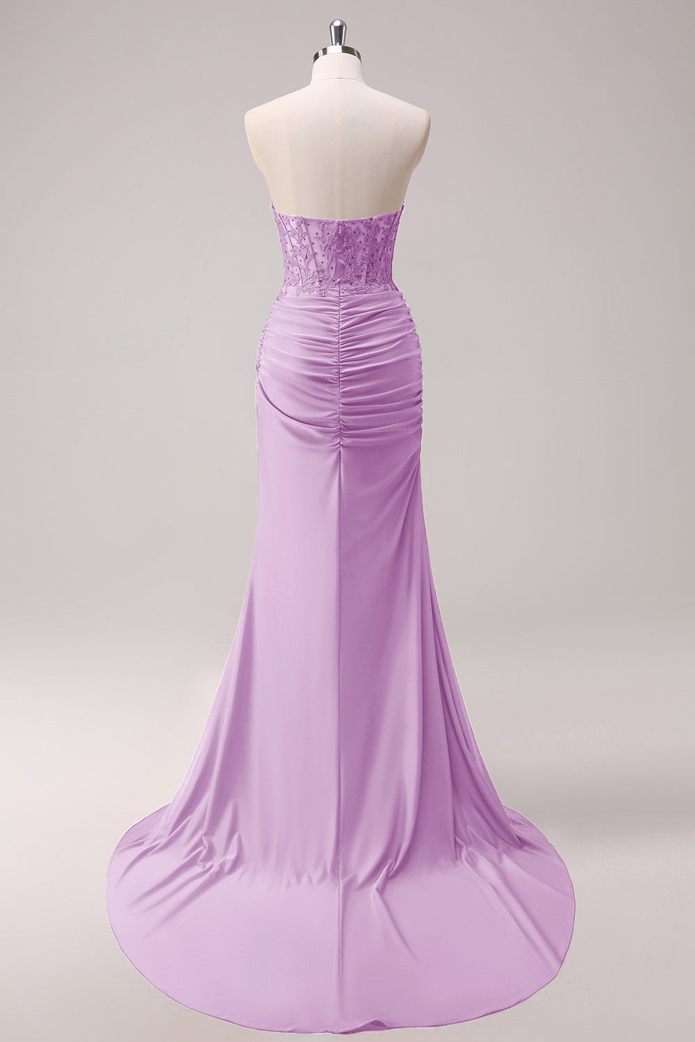 Fuchsia Strapless Corset Mermaid Long Prom Dress with Slit