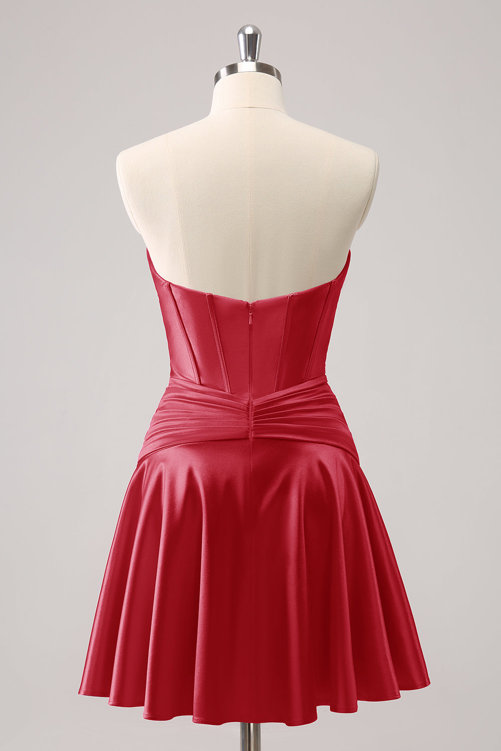 Fuchsia A Line Strapless Satin Short Homecoming Dress