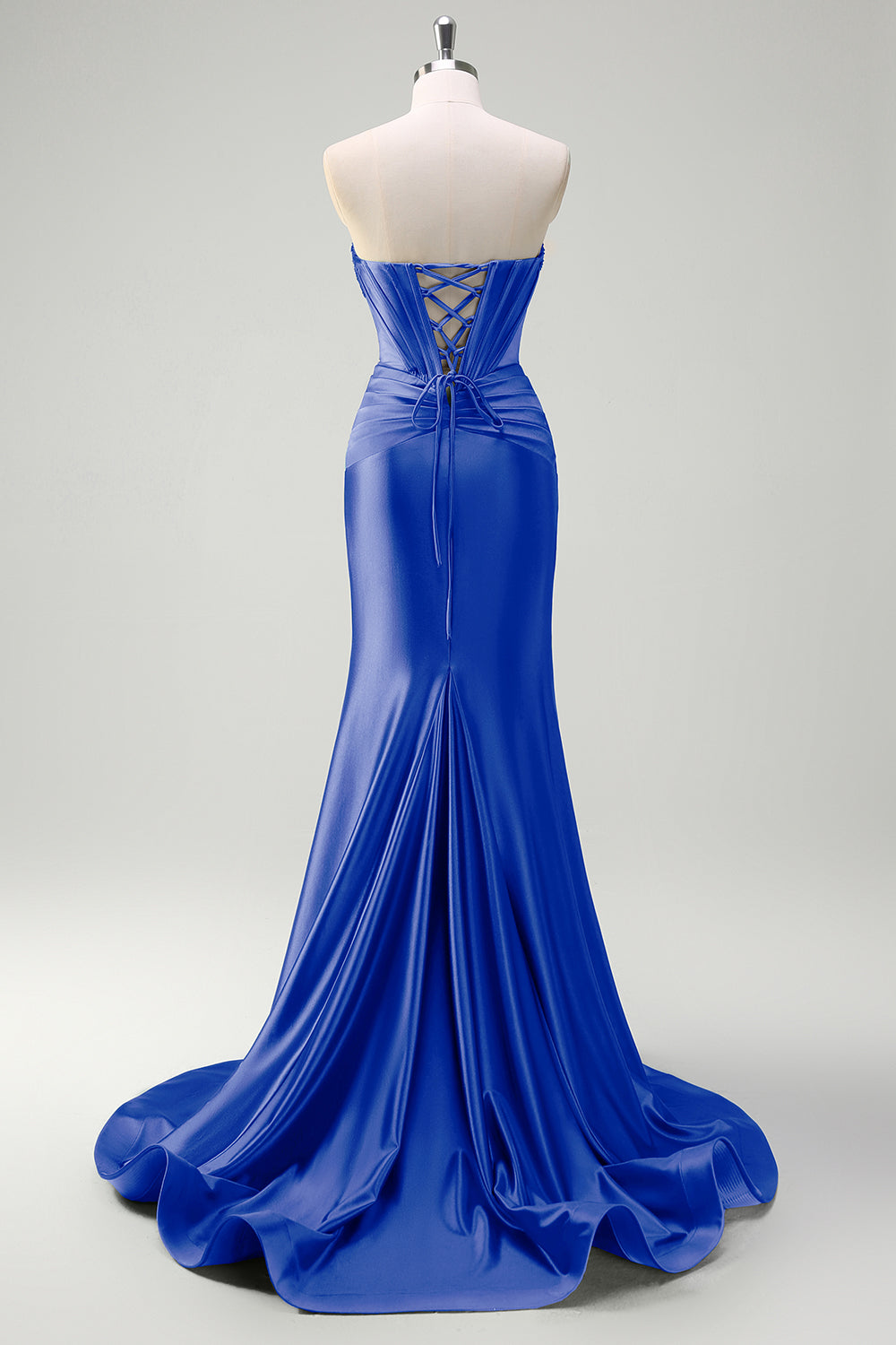 Royal Blue Beaded Mermaid Sweetheart Long Prom Dress with Slit