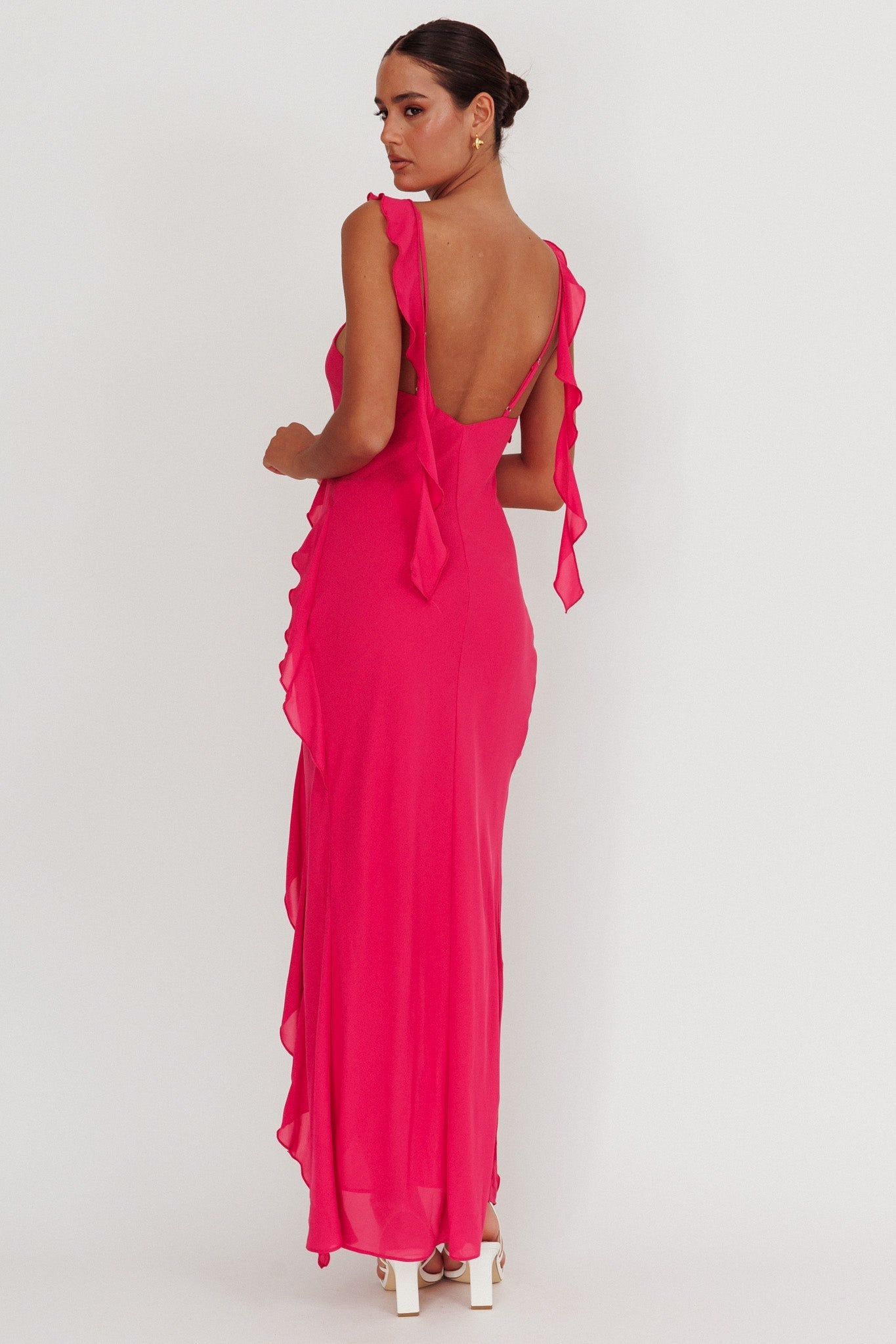 Joyride Ruffle Maxi Dress Magenta