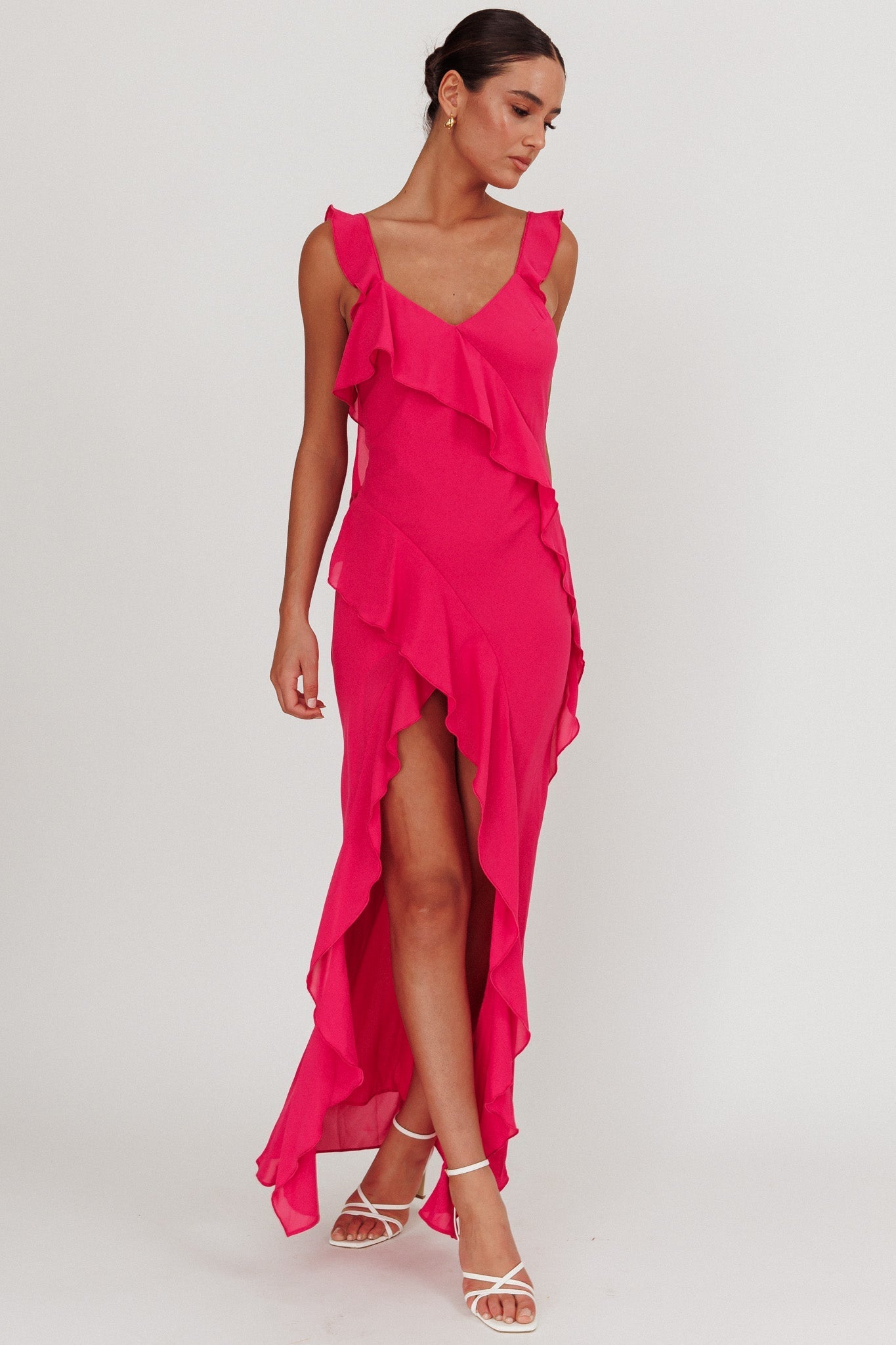 Joyride Ruffle Maxi Dress Magenta