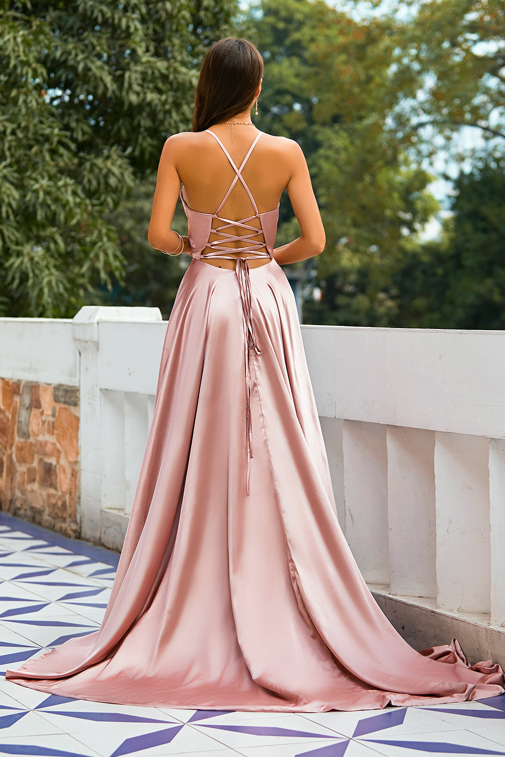 Pink Satin Prom Dress