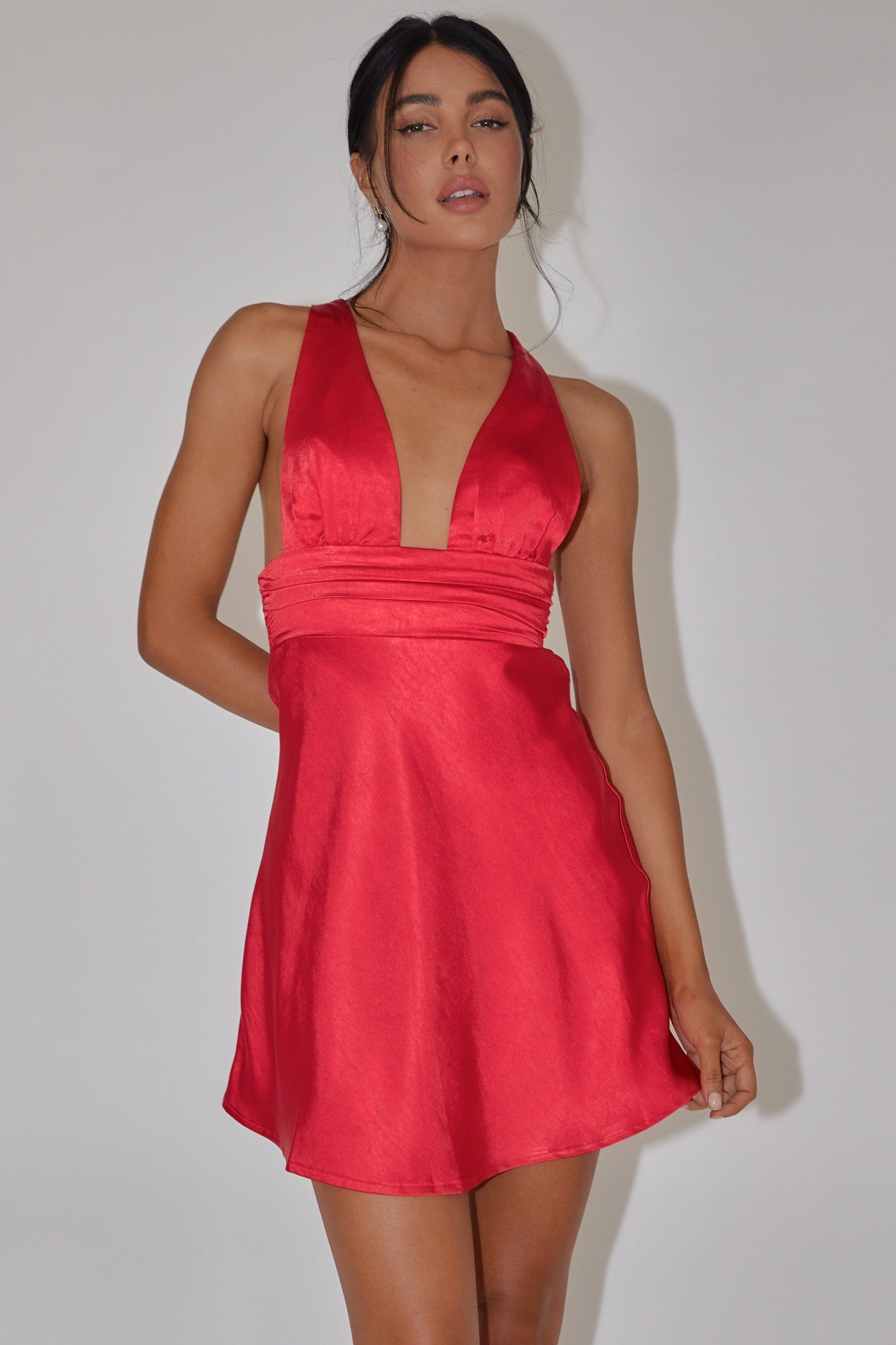 Mad About You Criss-Cross Back Mini Dress Fire Red