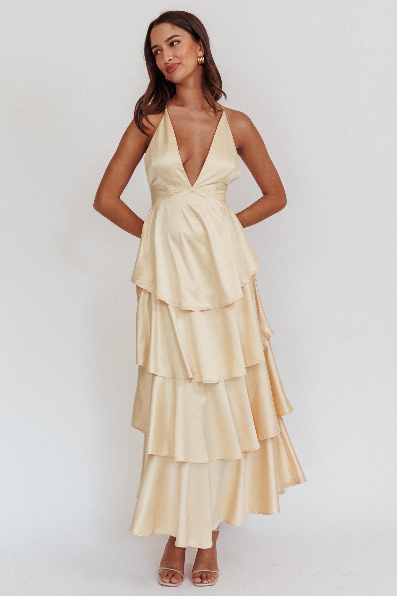 Auguste Tiered Frill Strappy Back Dress Butter