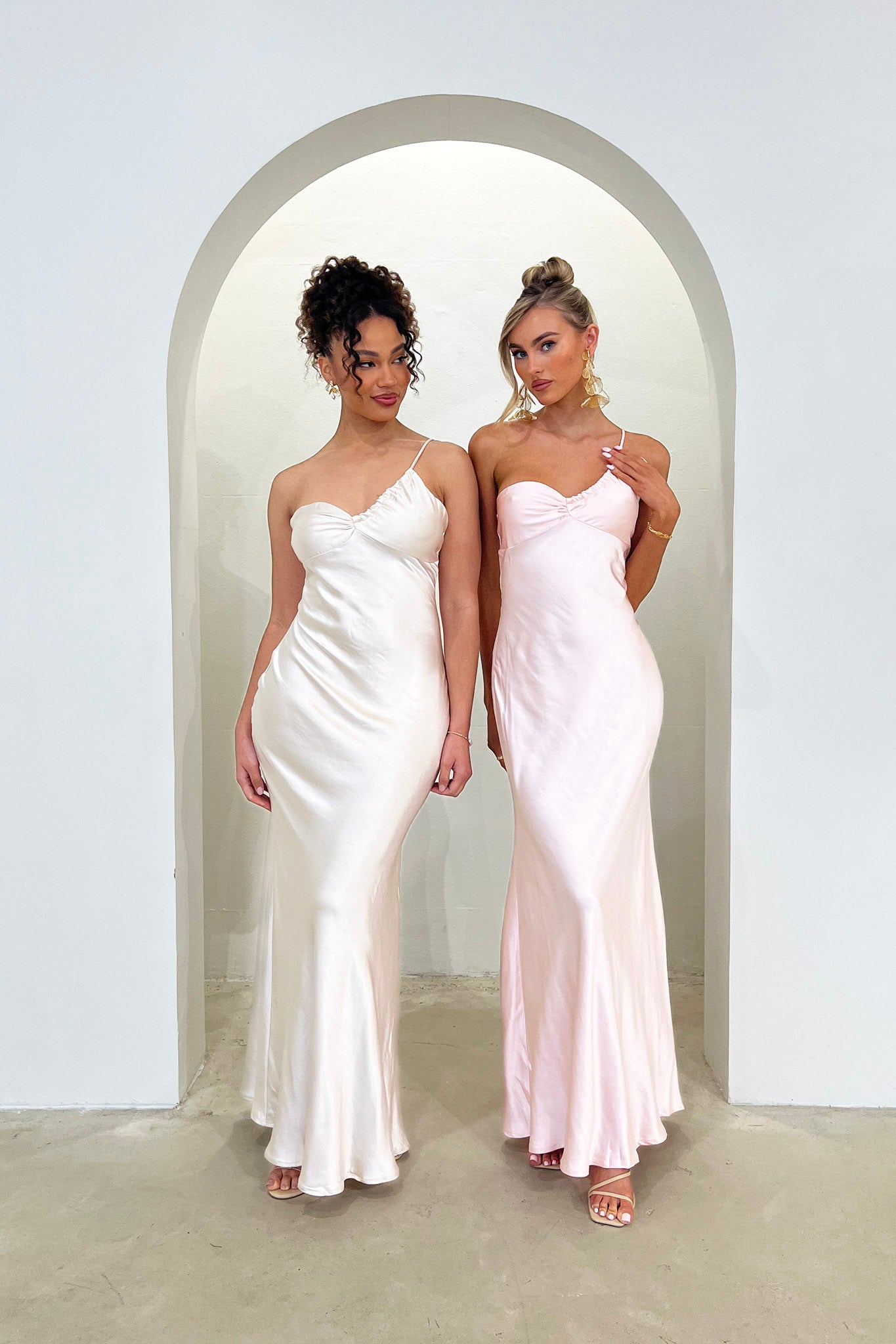 Twilight Tango One-Shoulder Maxi Dress Champagne