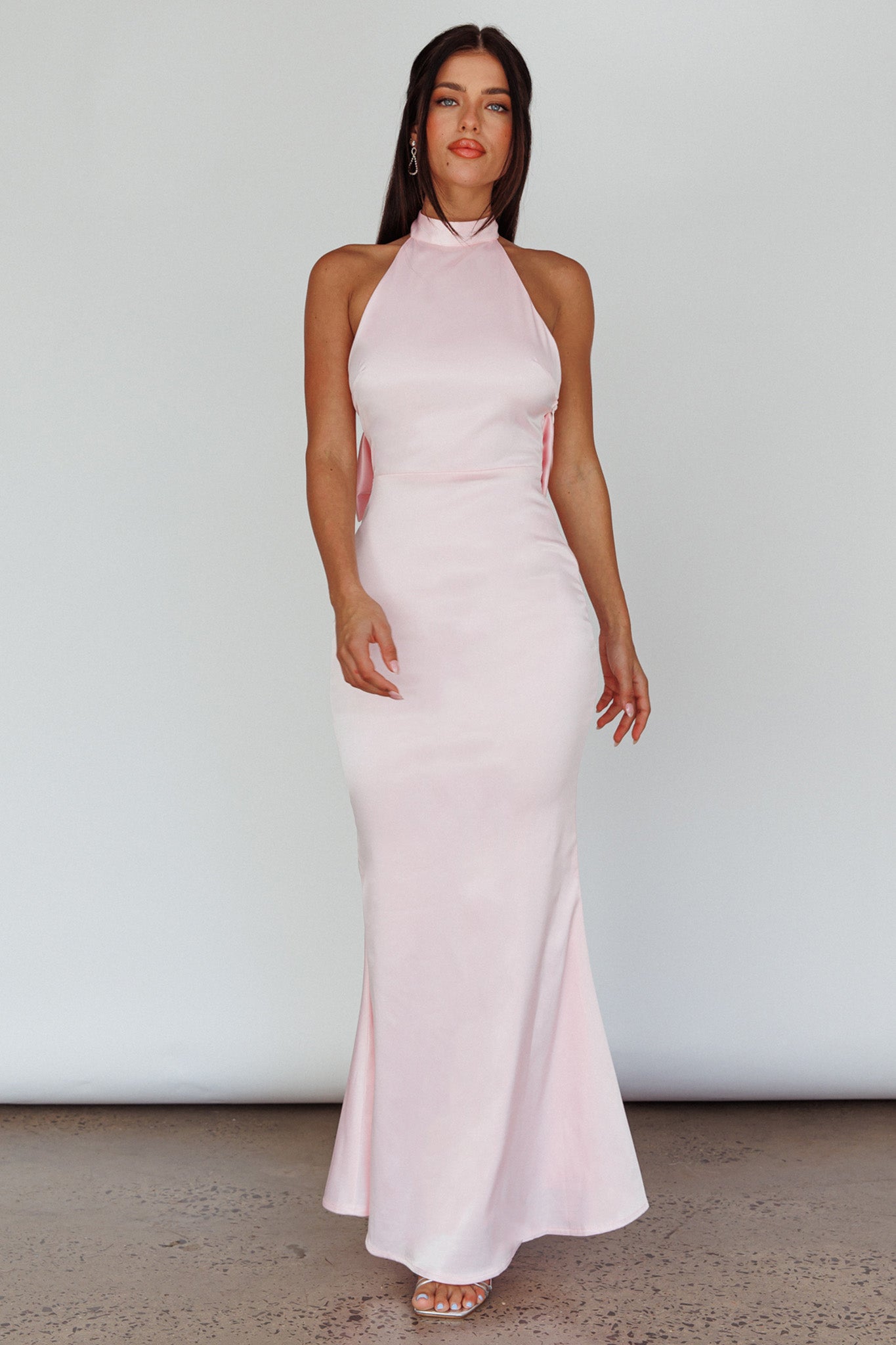 Fifth Avenue Bow Back Maxi Dress Baby Pink