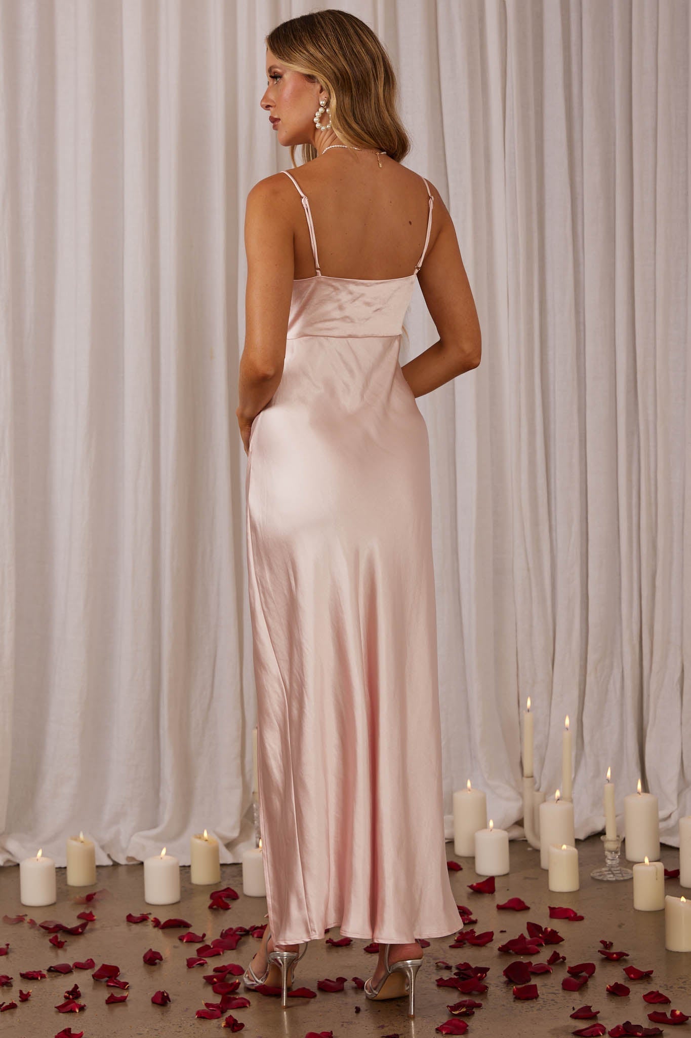 Marlie Side Pleat Maxi Dress Blush