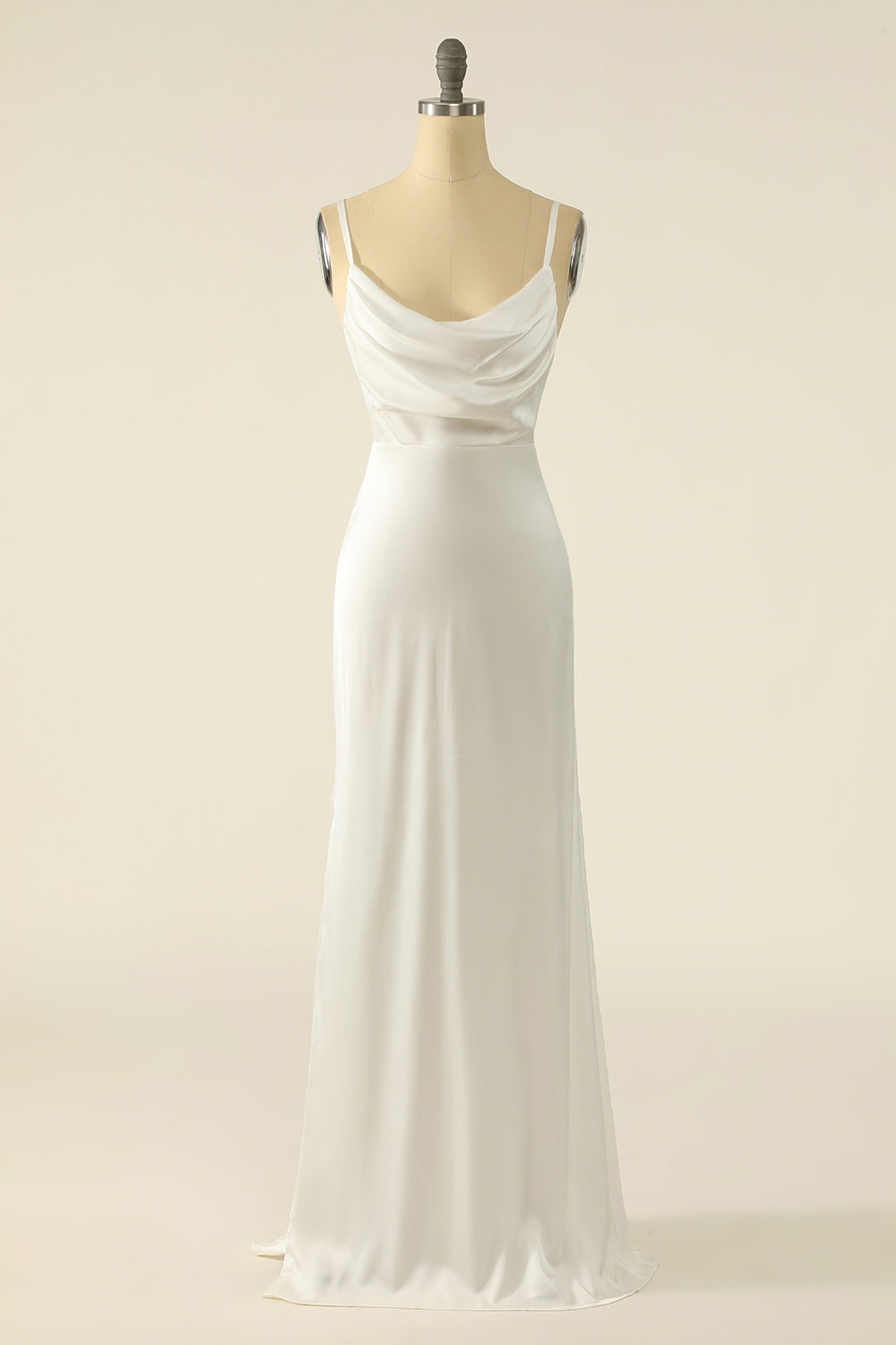 Ivory Satin Simple Prom Dress