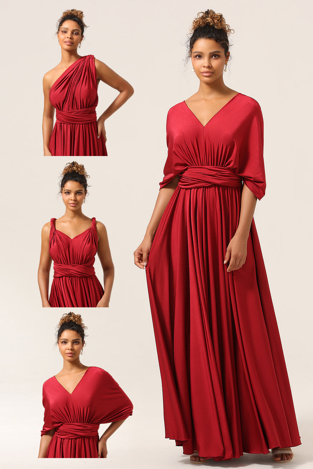 Beauty A-Line Halter Neck Burgundy Long Bridesmaid Dress with Criss Cross Back