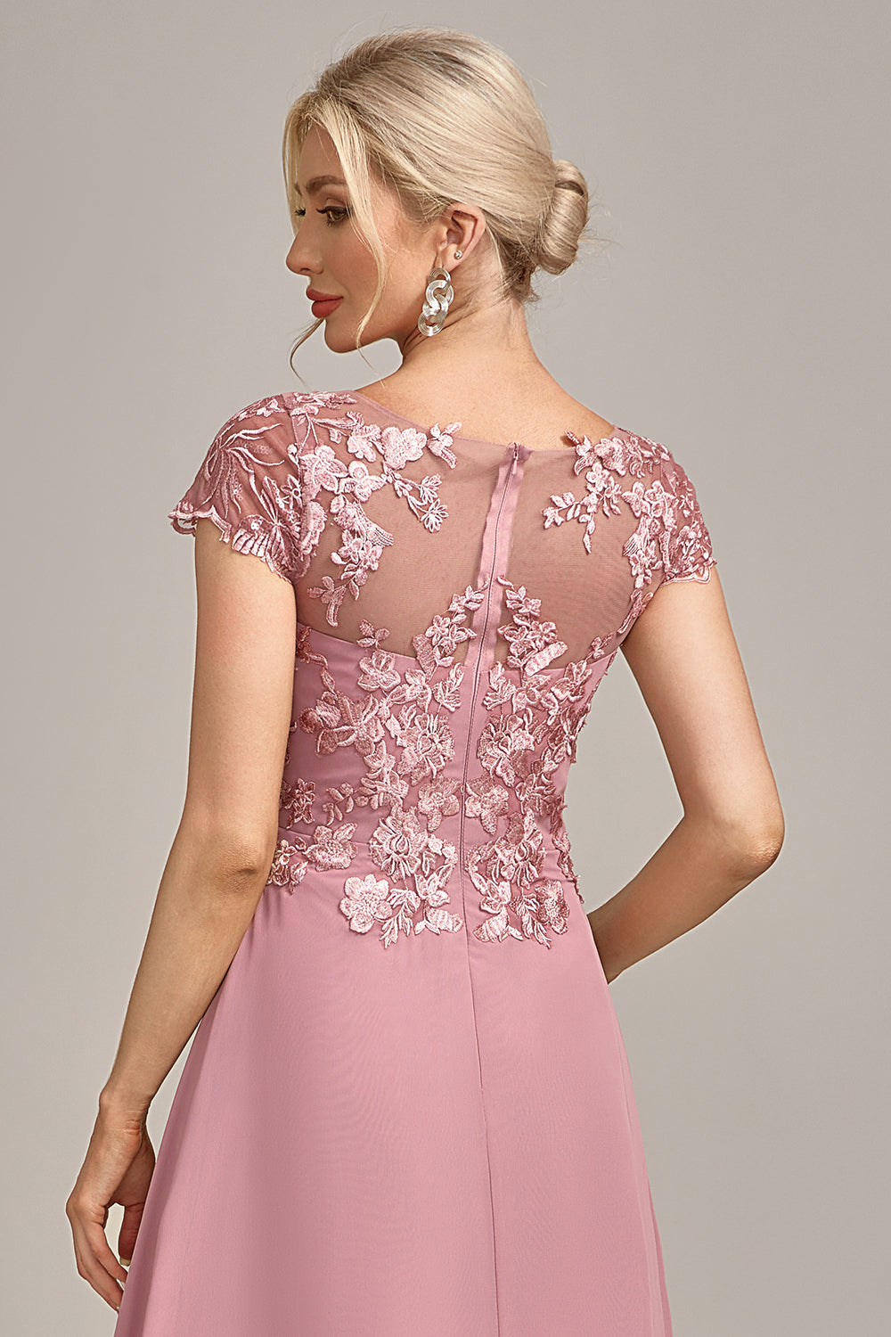 Dusty Rose A-Line Tea-Length Mother of the Bride Dress With Sequins