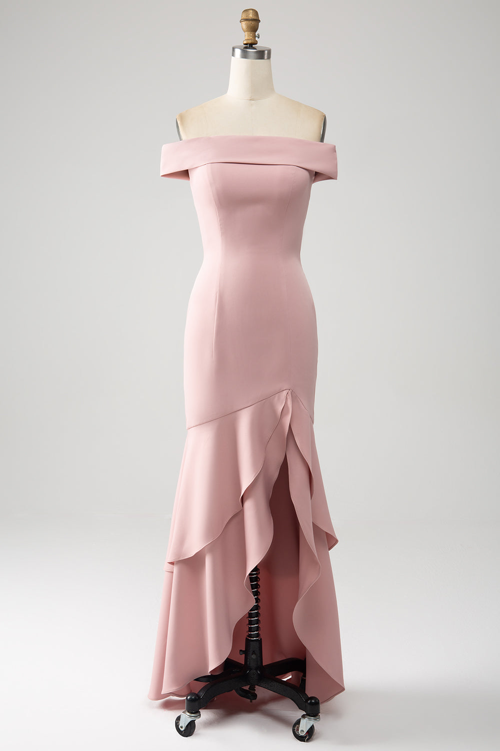 Pink Mermaid Asymmetrical Ruffled Mother of the Bride Dress