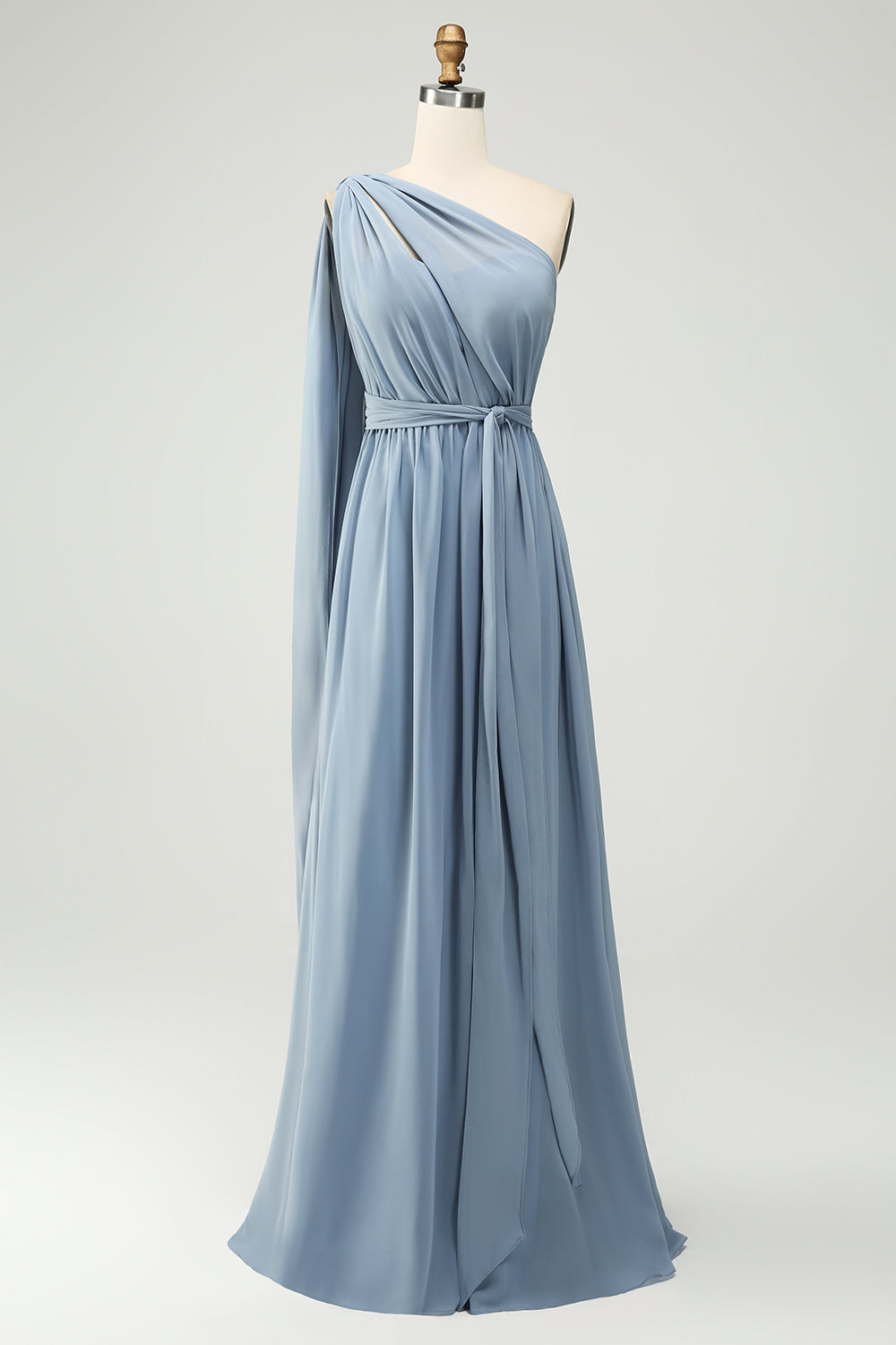 Convertible Chiffon A Line Dusty Blue Long Bridesmaid Dress