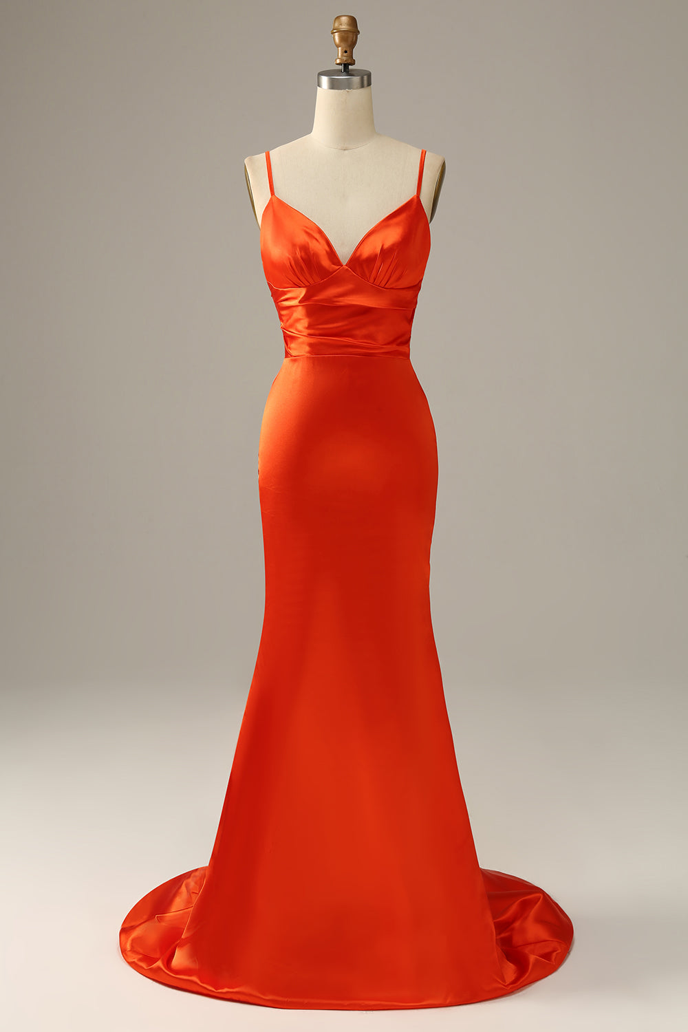 Orange Spaghetti Straps Mermaid Prom Dress