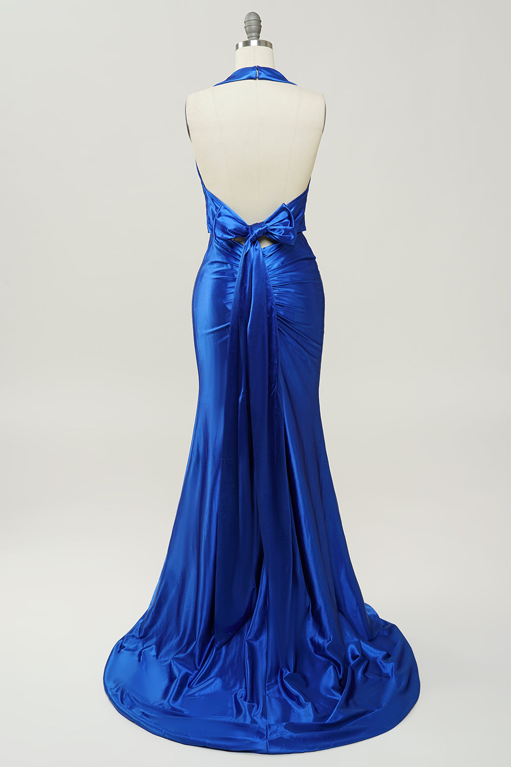 Royal Blue Halter Neck Long Prom Dress