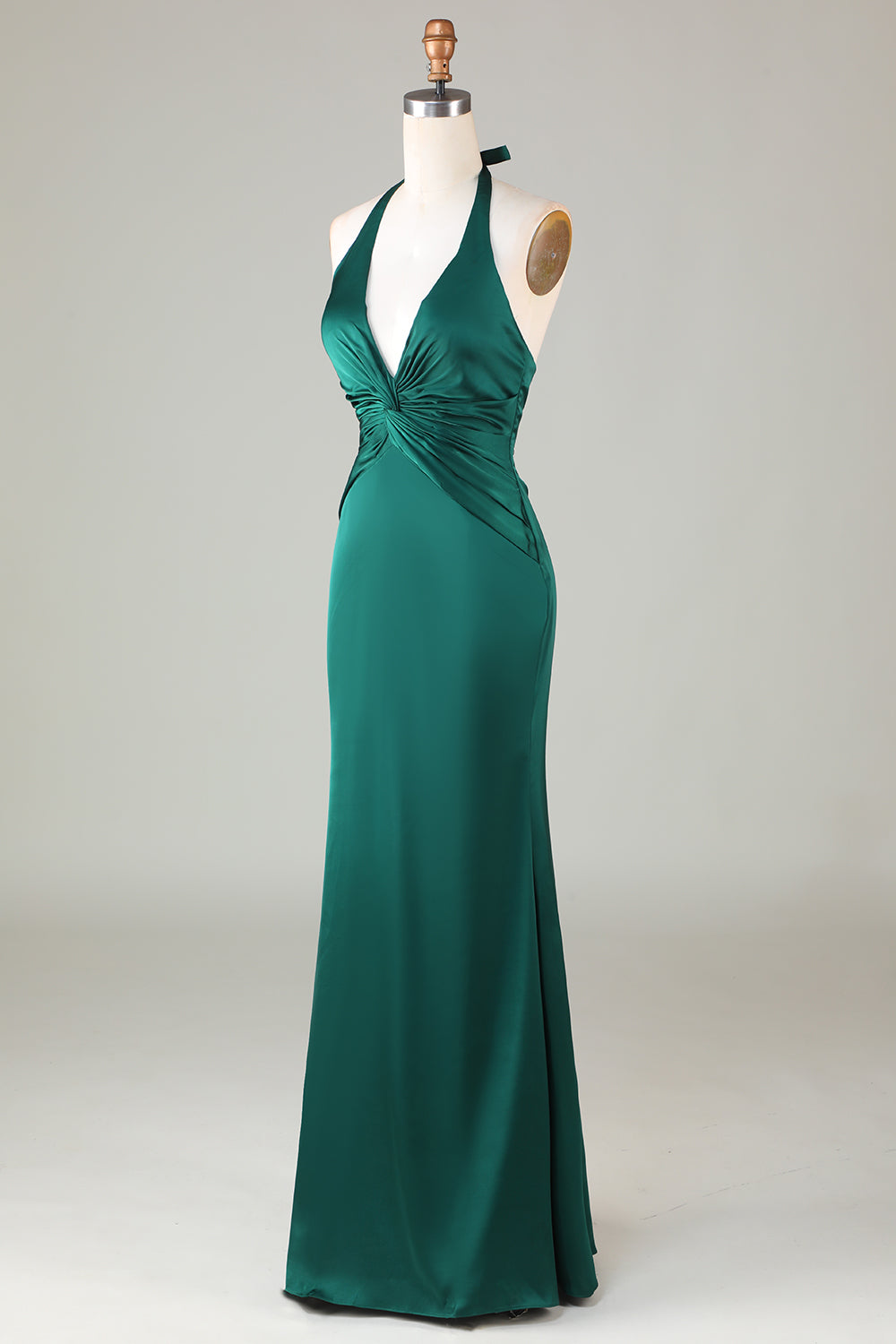 Mermaid Halter Dark Green Bridesmaid Dress