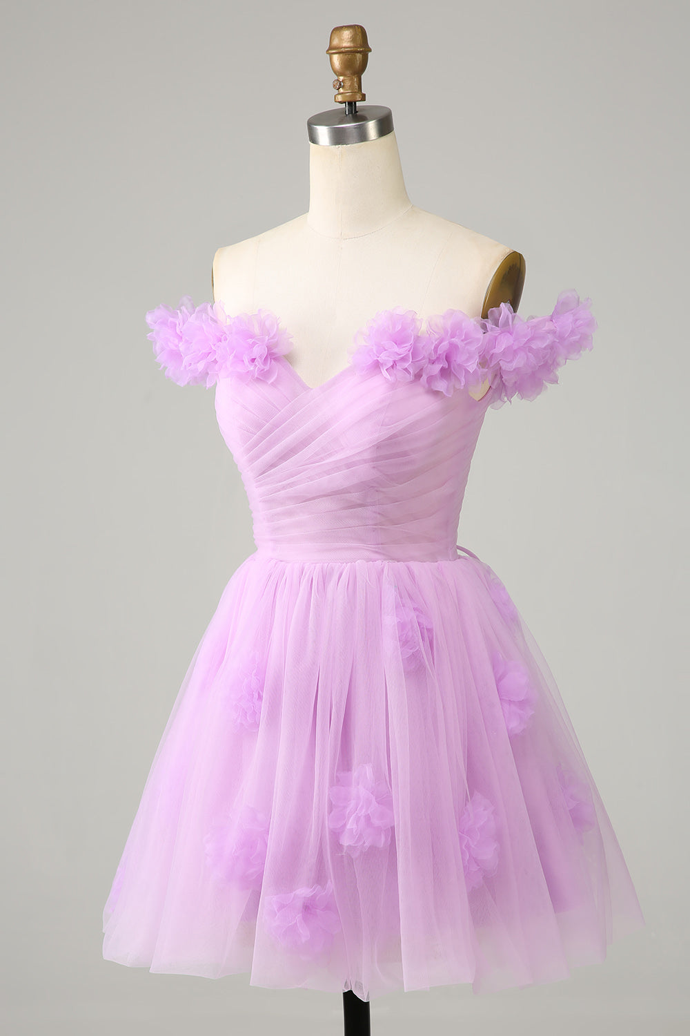 Cute A Line Off the Shoulder Pink Short Homecoming Dress with Flowers