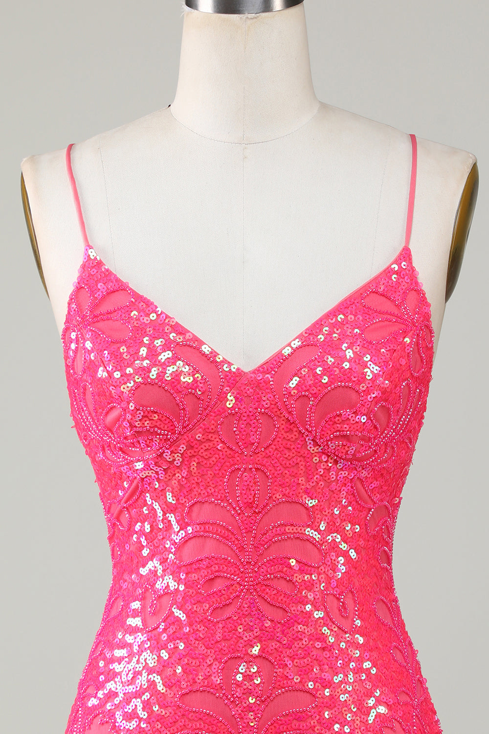 Unique Sparkly Fuchsia Beaded Tight Short Homecoming Dress