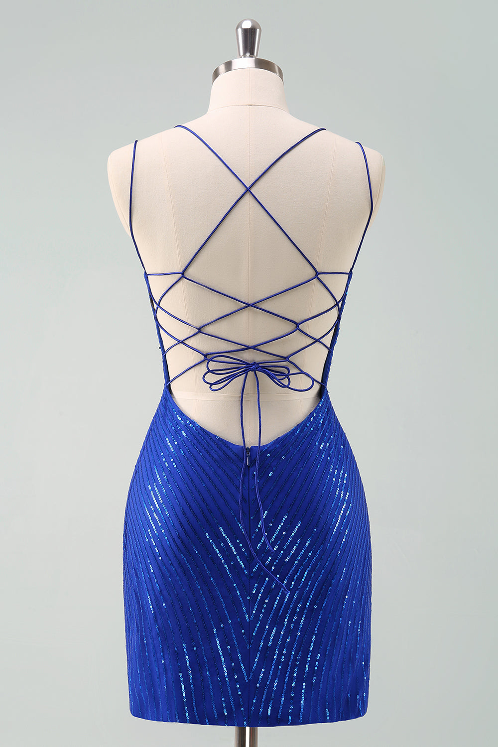 Royal Blue Glitter Tight Homecoming Dress with Sequins Butterflies