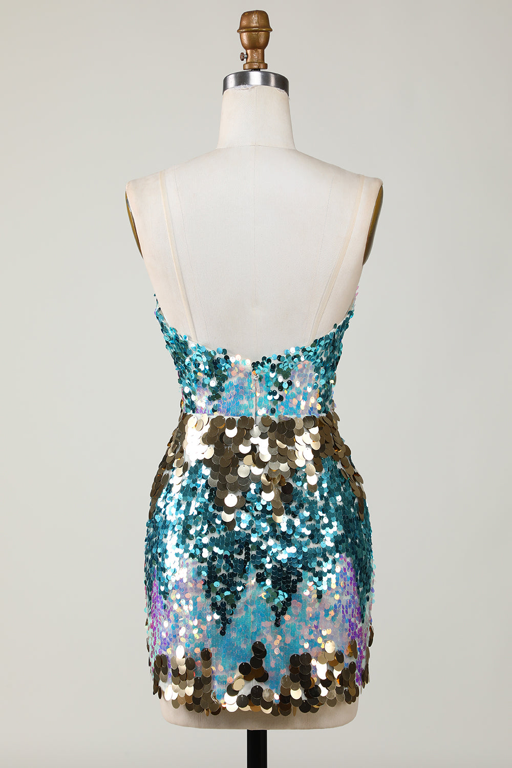 Sparkly Blue Sequined Tight Short Homecoming Dress