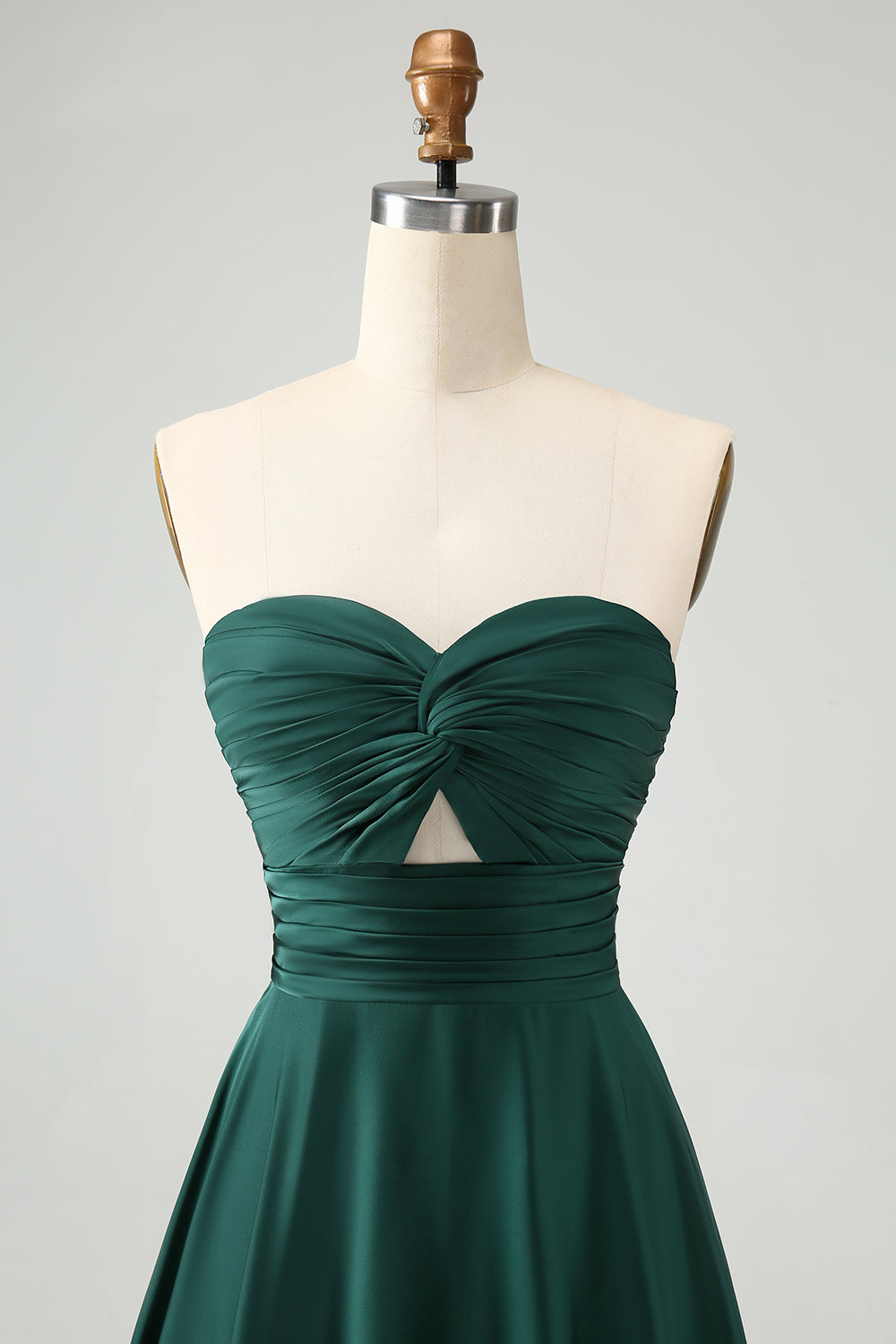 Dark Green A Line Sweetheart Keyhole Long Bridesmaid Dress