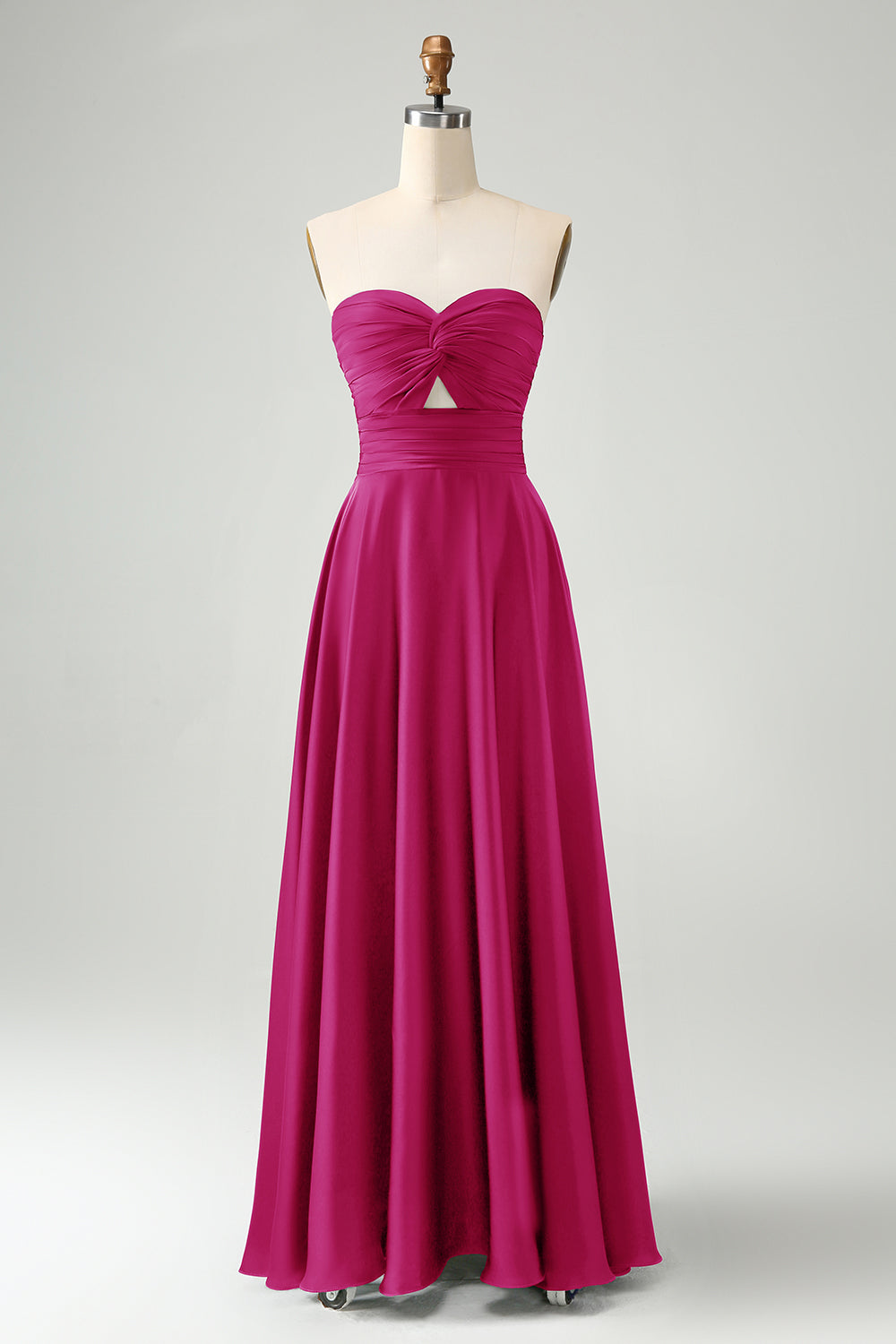 Dark Green A Line Sweetheart Keyhole Long Bridesmaid Dress