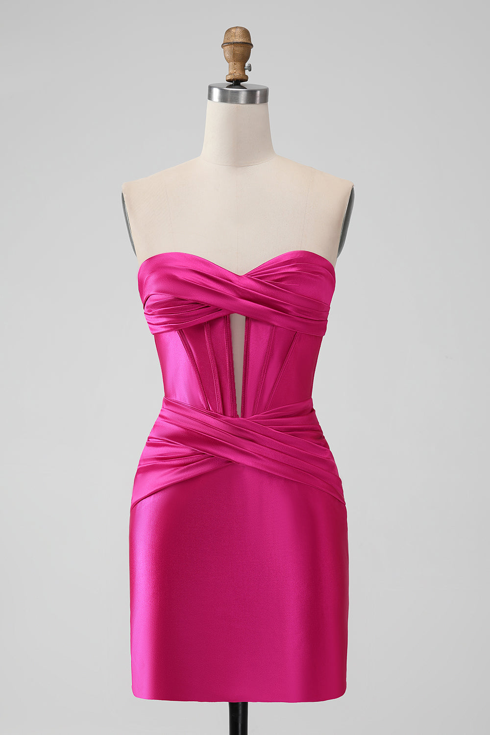 Stylish Fuchsia Bodycon Sweetheart Satin Corset Short Homecoming Dress