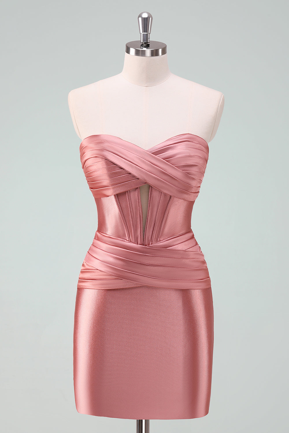 Fuchsia Bodycon Sweetheart Satin Corset Short Homecoming Dress