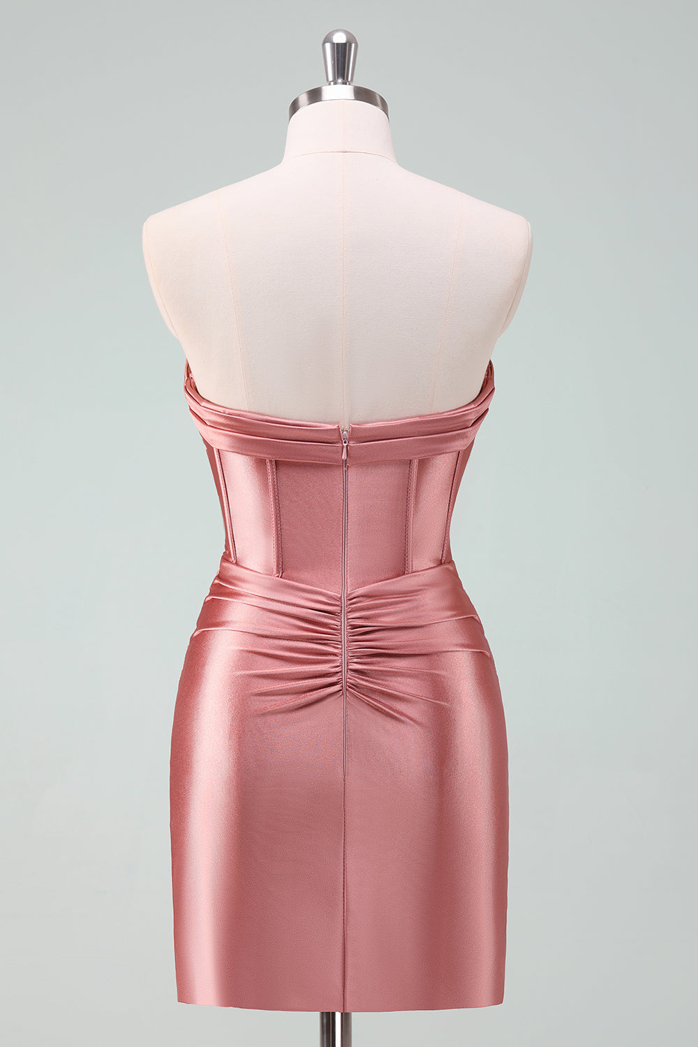 Stylish Fuchsia Bodycon Sweetheart Satin Corset Short Homecoming Dress