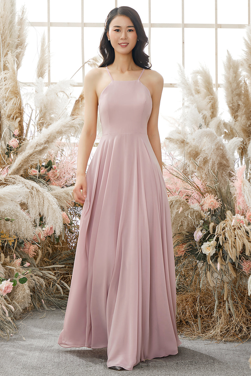 Dusty Pink Chiffon Bridesmaid Dress