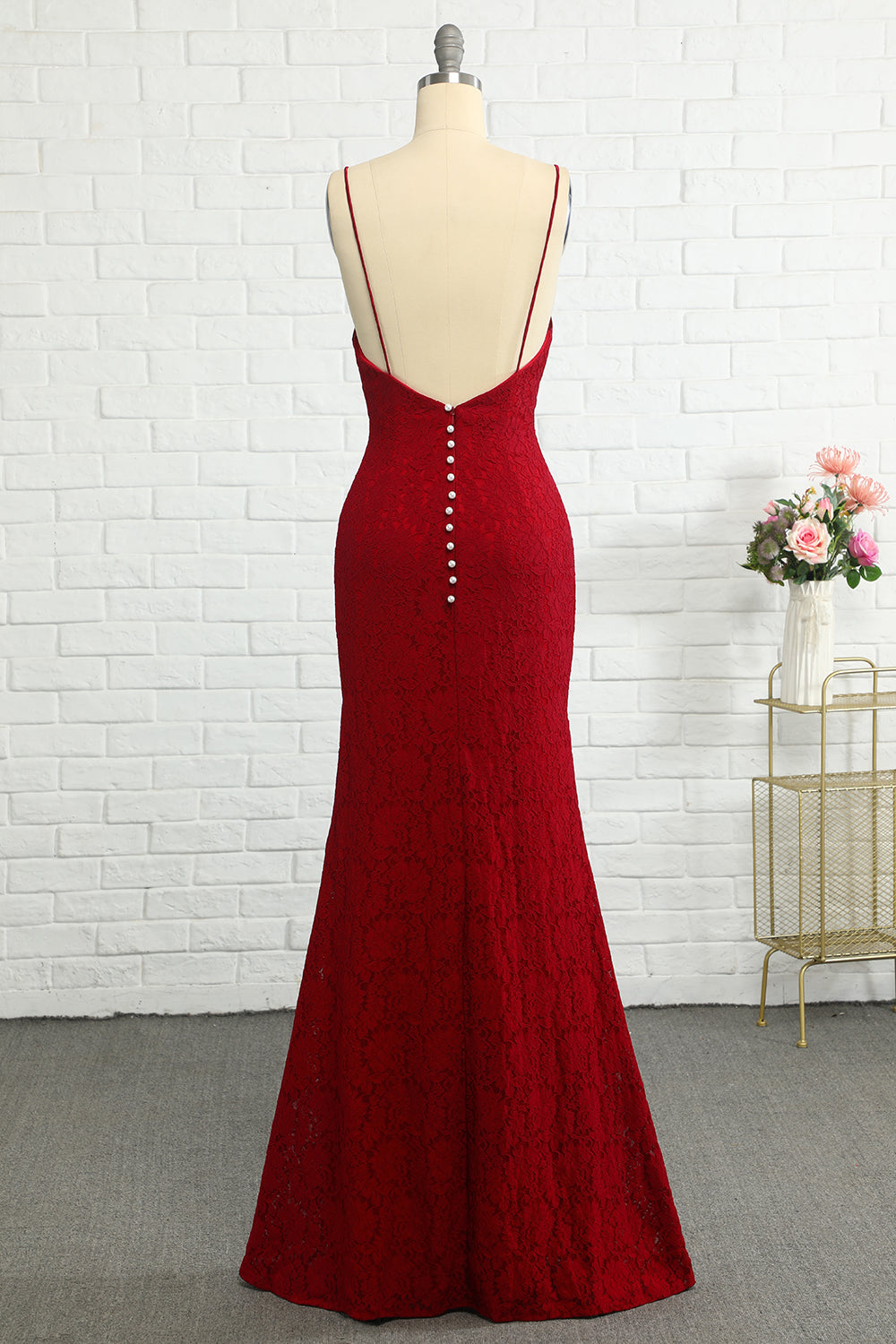 Lace Dark Red Bridesmaid Dress