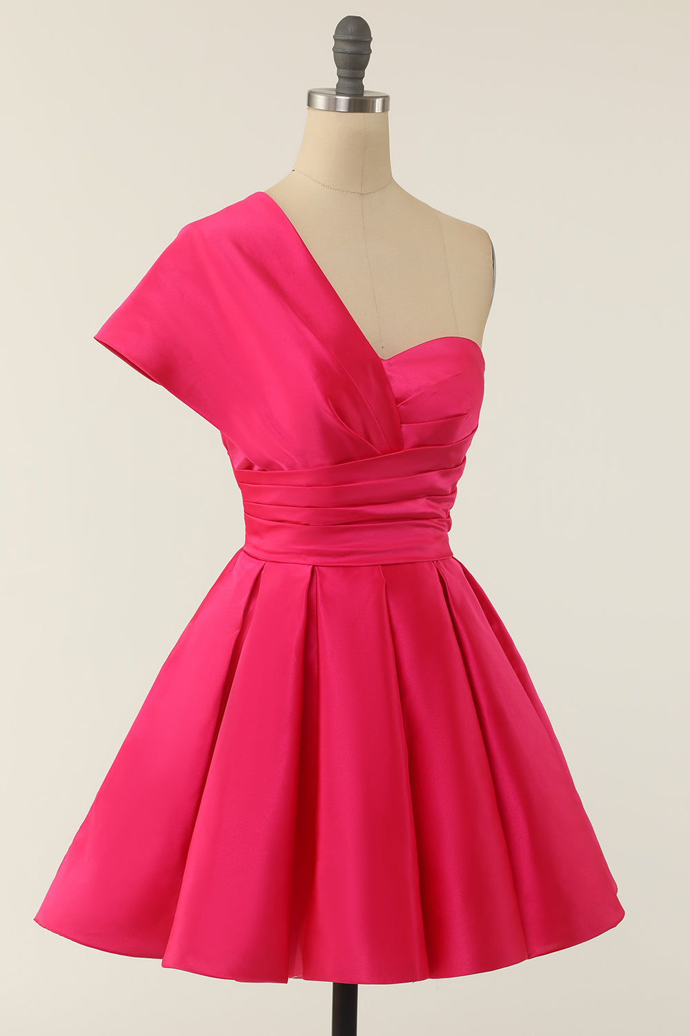 Fuchsia One Shoulder Cocktail Dress