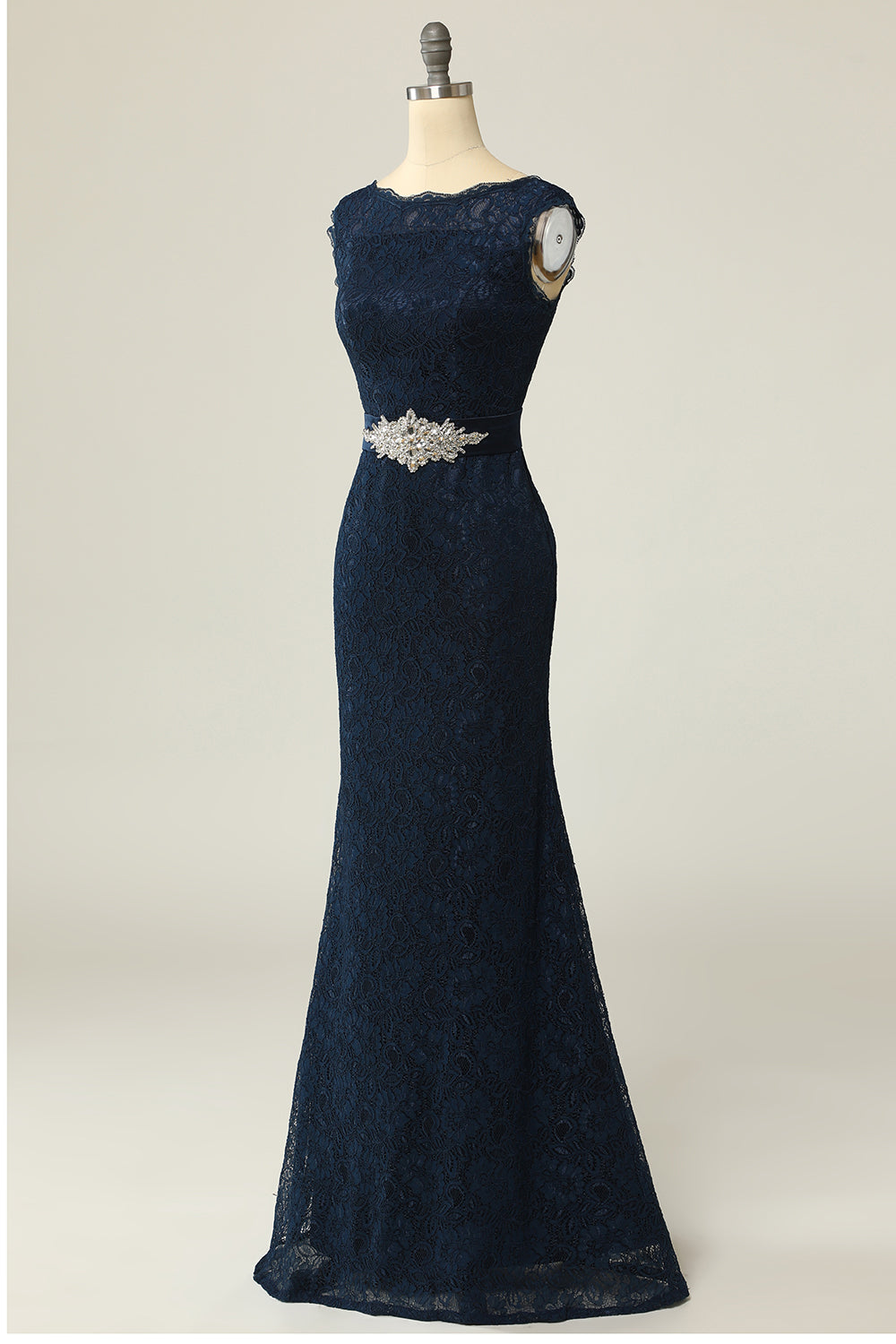 Navy Lace Sheath Mother Dress