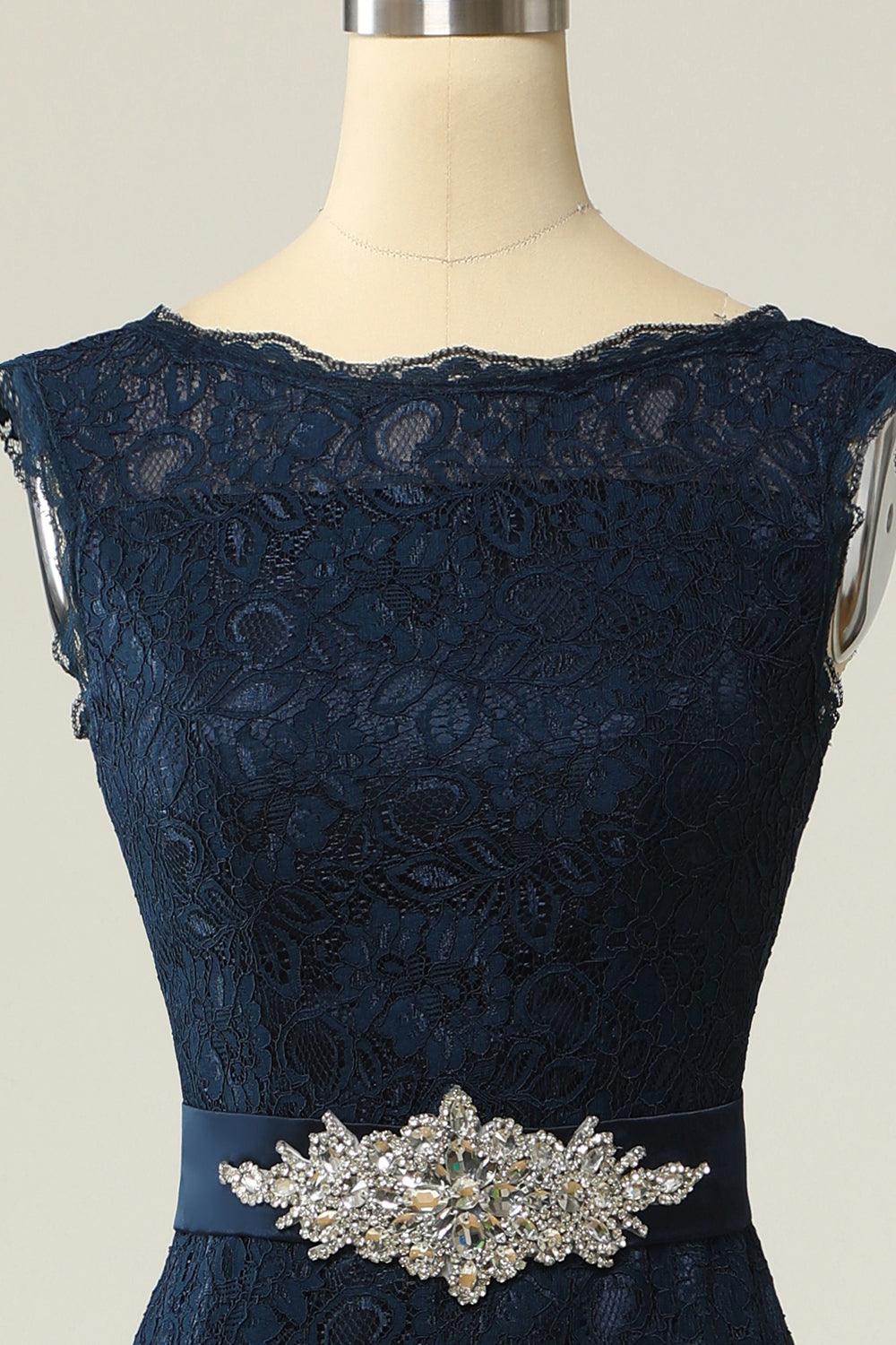 Navy Lace Sheath Mother Dress