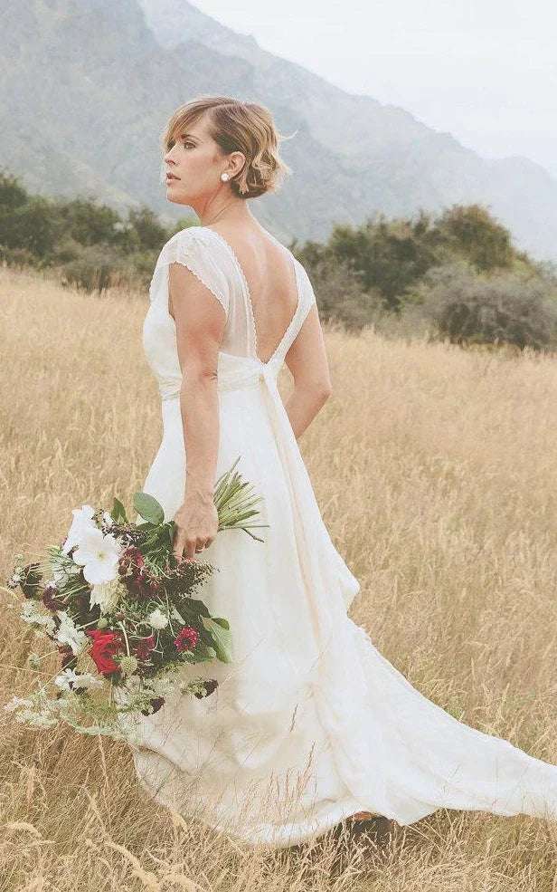 Belle Crinkle Low Back In Dark Ivory Wedding Dress