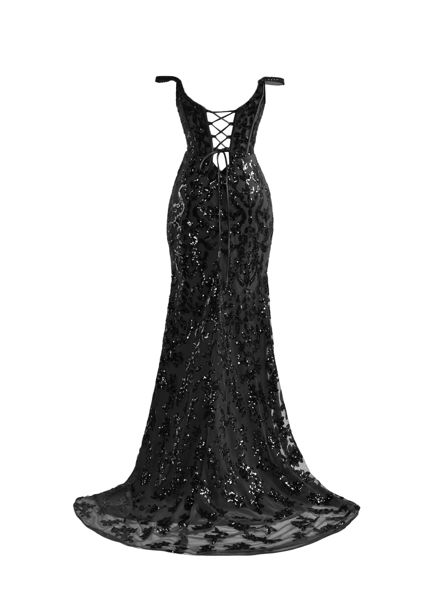 Erryn | Black Sheath Sequins Long Prom Dress with Slit